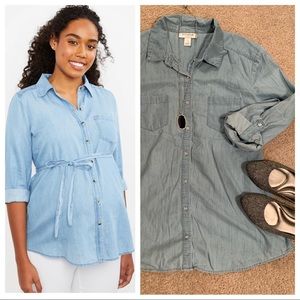 Motherhood | Chambray Button Front Maternity Top